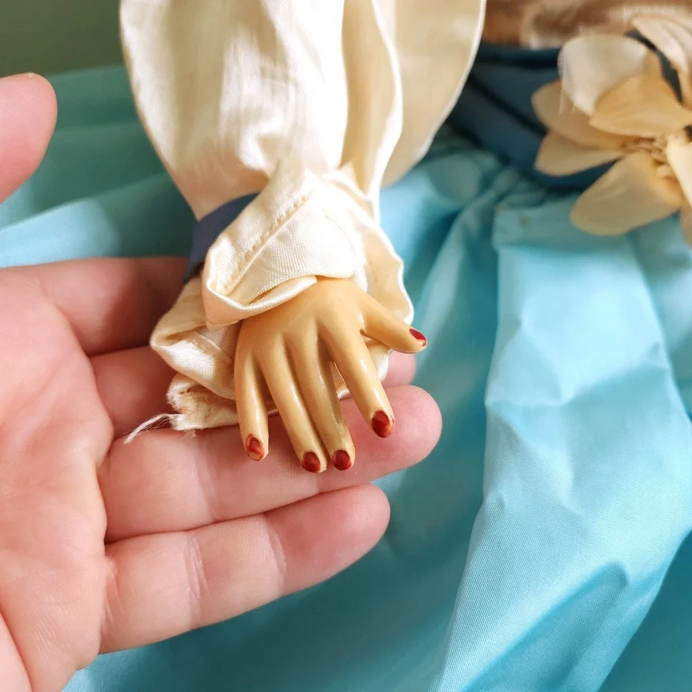 Antique French Boudoir Doll Large Composition Face‎ Art Deco Hollywood Regency - Picture 5 of 12